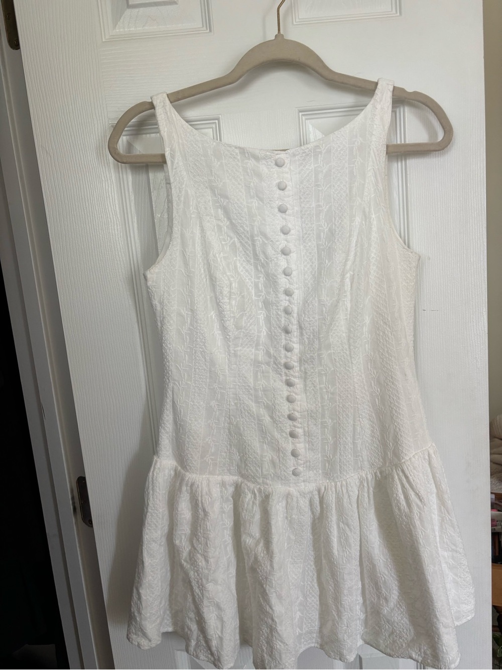 Drop waist, lace, button down dress